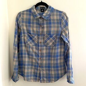 Wet Seal Blue Plaid Button Up Shirt